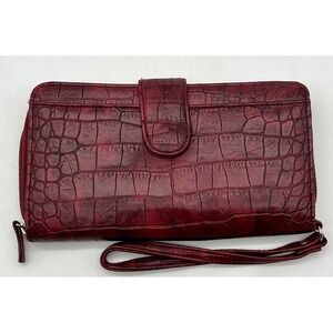 Vintage Maroon Wallet Faux Alligator‎ Skin Read Description